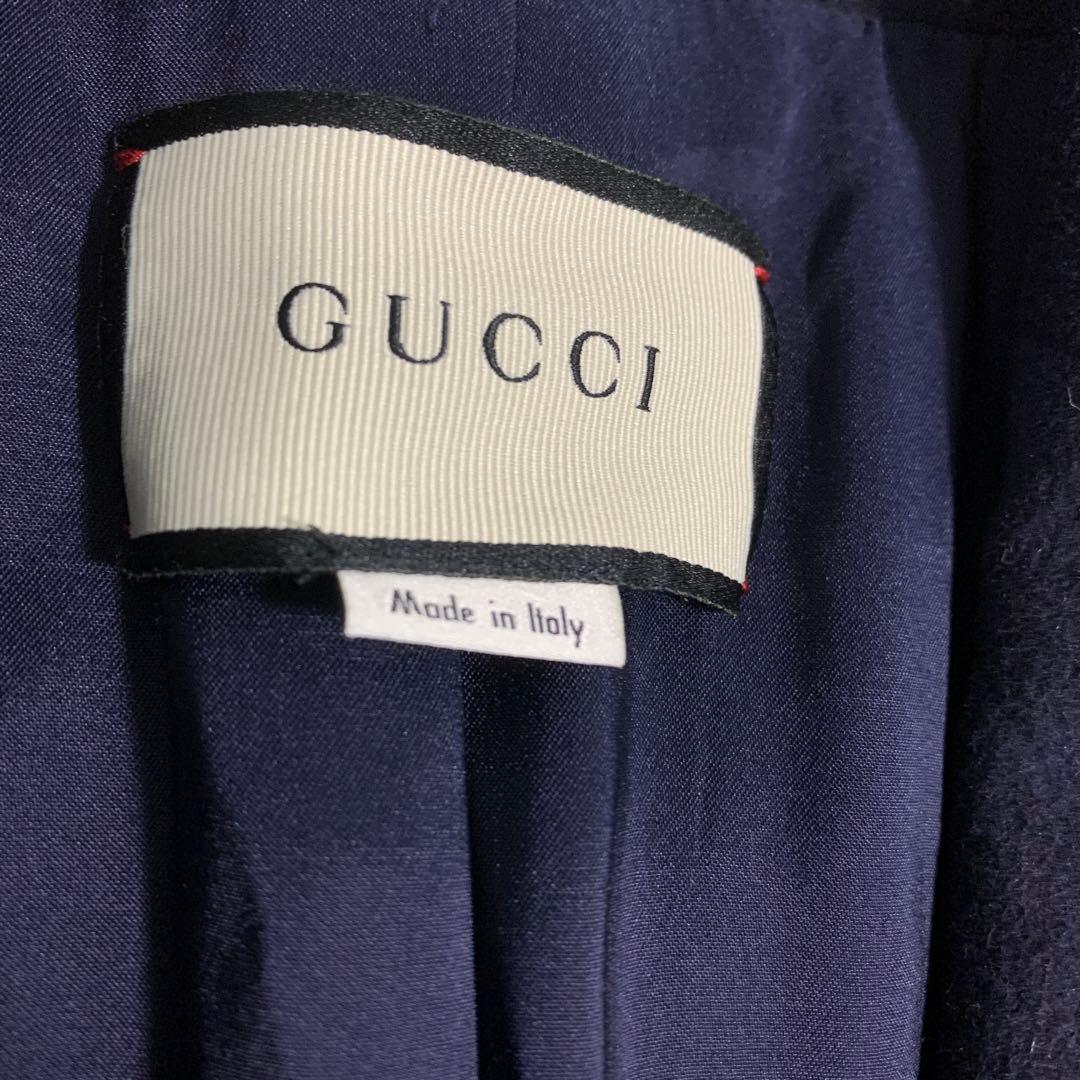 【極美品】 グッチ チェスターコート アウター ロング丈 Aライン ネイビー