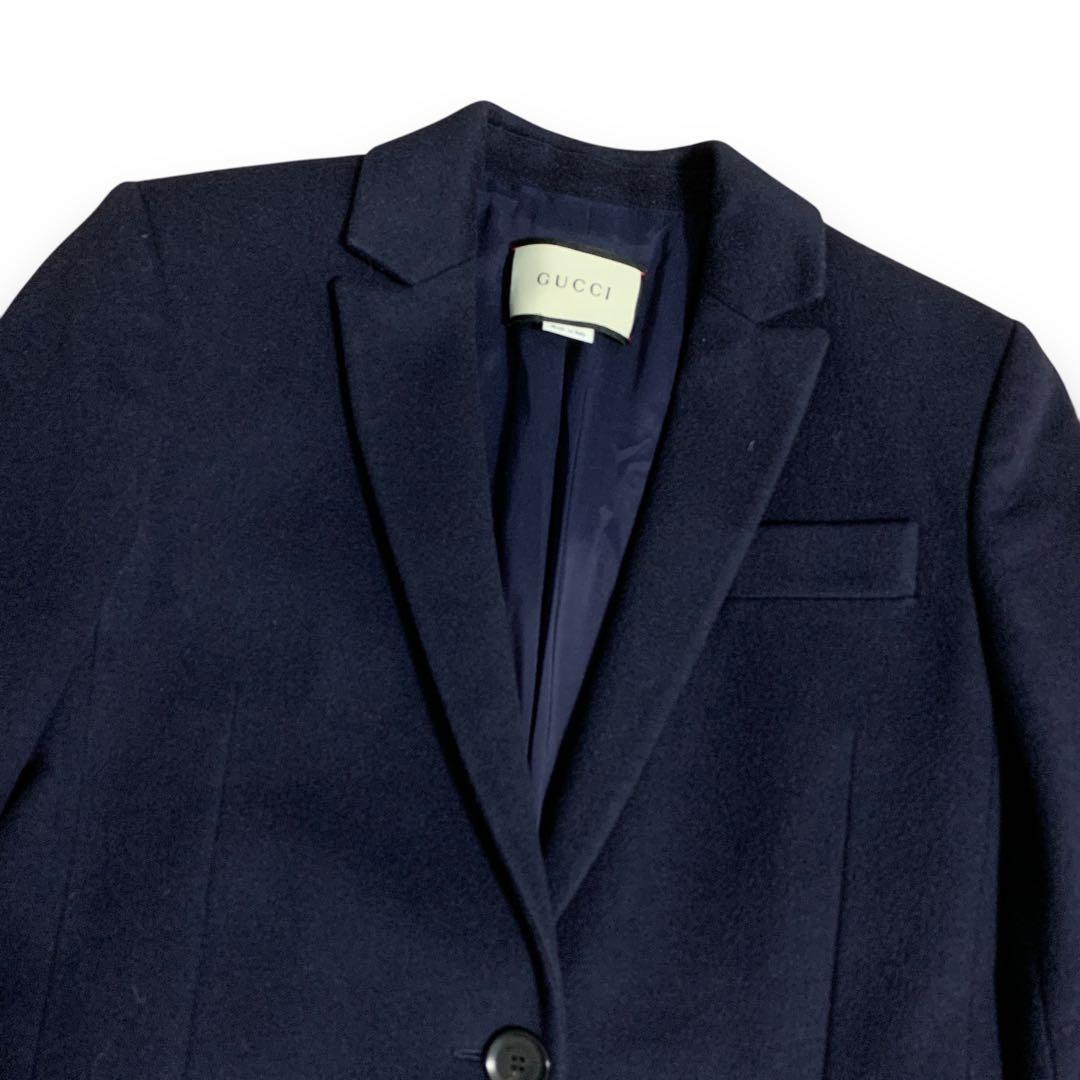 【極美品】 グッチ チェスターコート アウター ロング丈 Aライン ネイビー