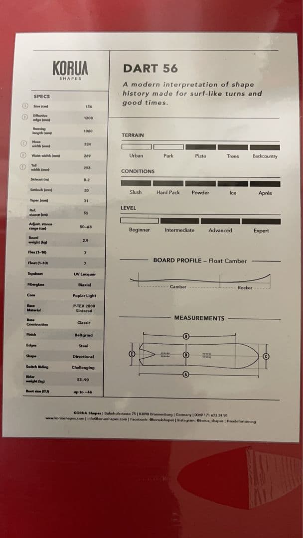 新品■Korua SHAPES DART 156 コルア　シェープス　ダート