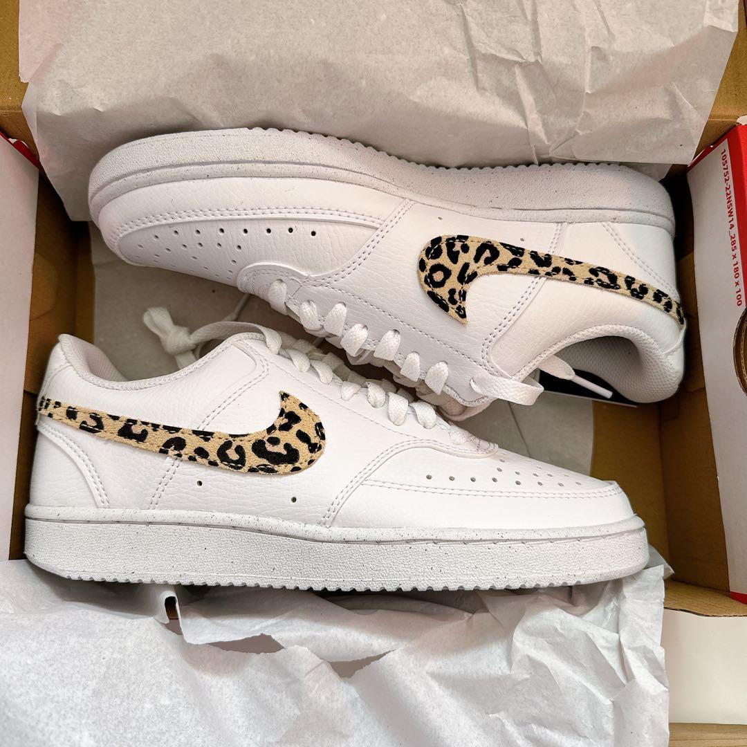 【新品】NIKE コートビジョンLO SE 24cm ヒョウ柄