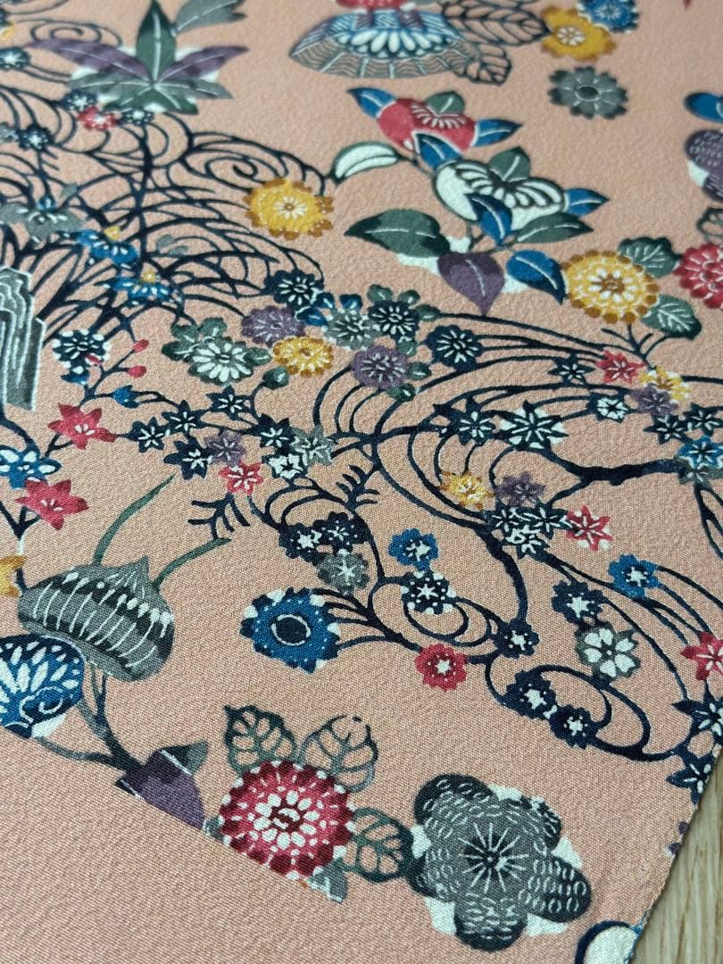 反物　琉球手ざし　古琉紅型　正絹　丹後　落款あり