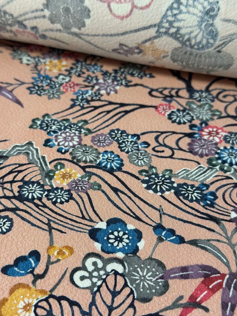 反物　琉球手ざし　古琉紅型　正絹　丹後　落款あり