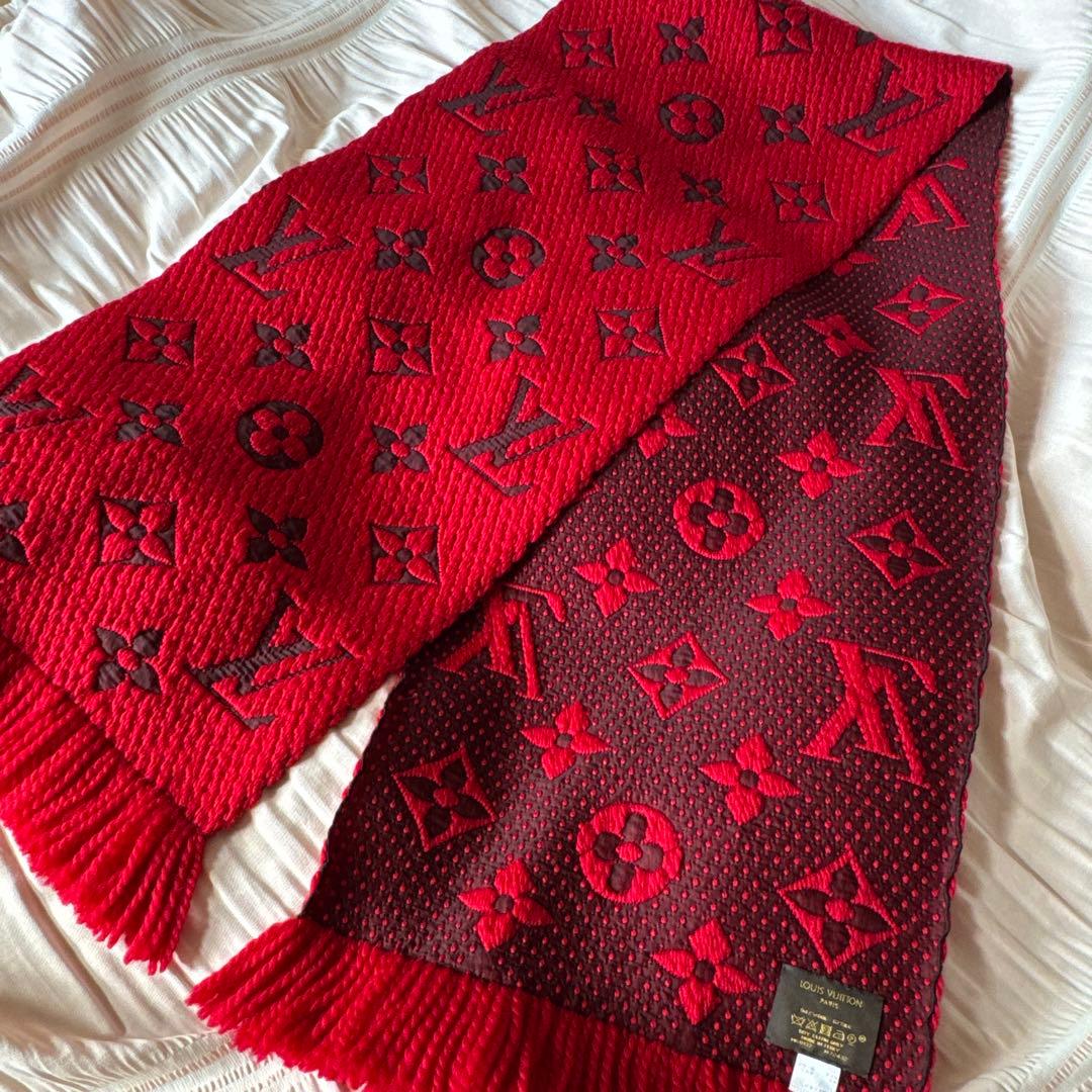 ルイヴィトン エシャルプ ロゴマニア マフラー ルビー レッド M72432