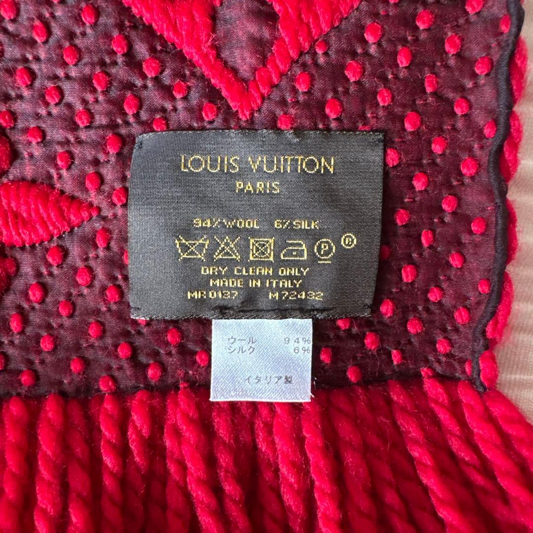 ルイヴィトン エシャルプ ロゴマニア マフラー ルビー レッド M72432