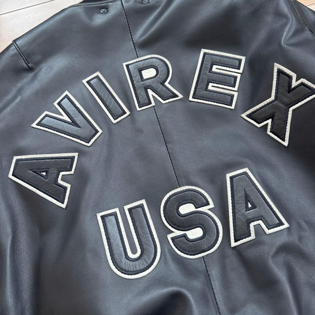 【美品】AVIREX（アヴィレックス）本革　レザー MA-1 ブラック　XL