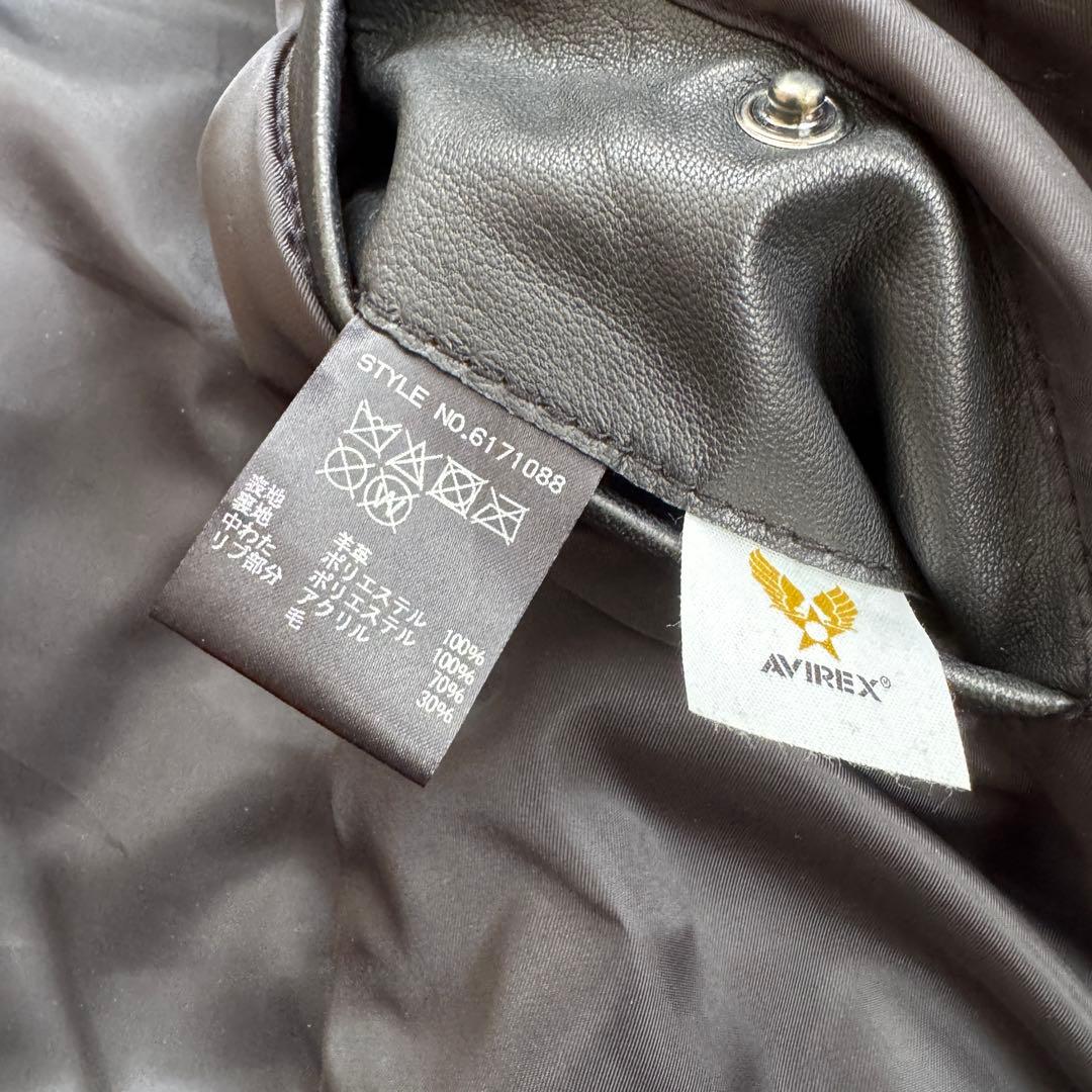 【美品】AVIREX（アヴィレックス）本革　レザー MA-1 ブラック　XL