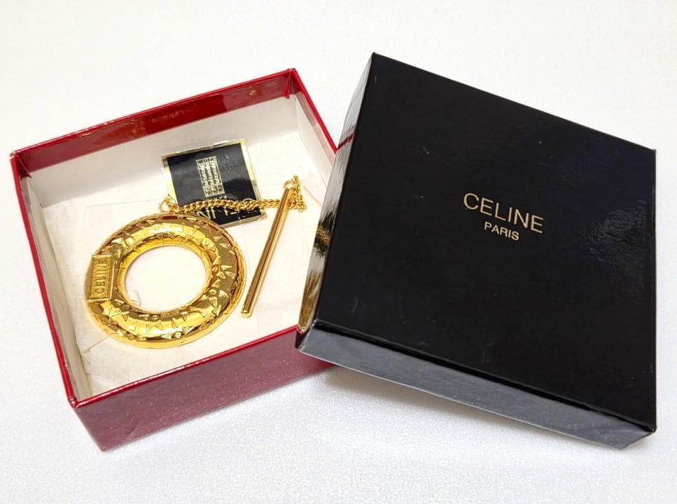 CELINE セリーヌ　CELINEロゴ　スカーフリング　箱付き　43178