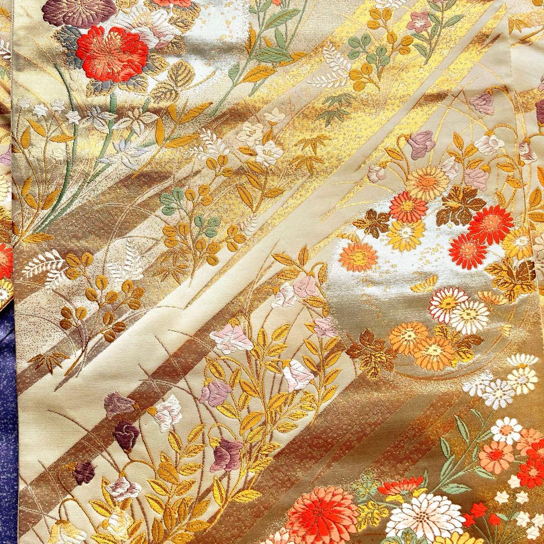 薄紫色の花柄京友禅訪問着・花柄刺繍帯・帯揚げ・帯締め・長じゅばんフルセット