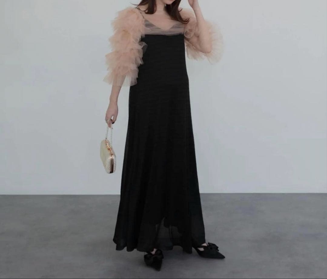 【LEJA】ティアードフリルチュールボレロワンピースドレス　Sサイズ