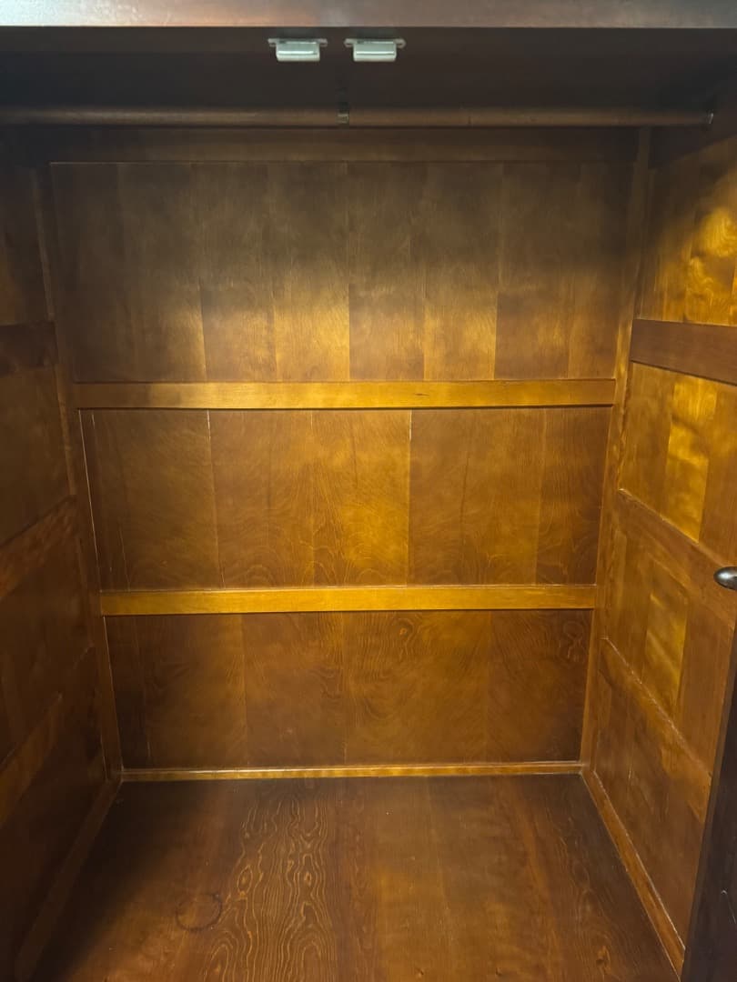 【重厚無垢調】大型 木製ワードローブ 洋服タンス 引き出し付き ダークブラウン