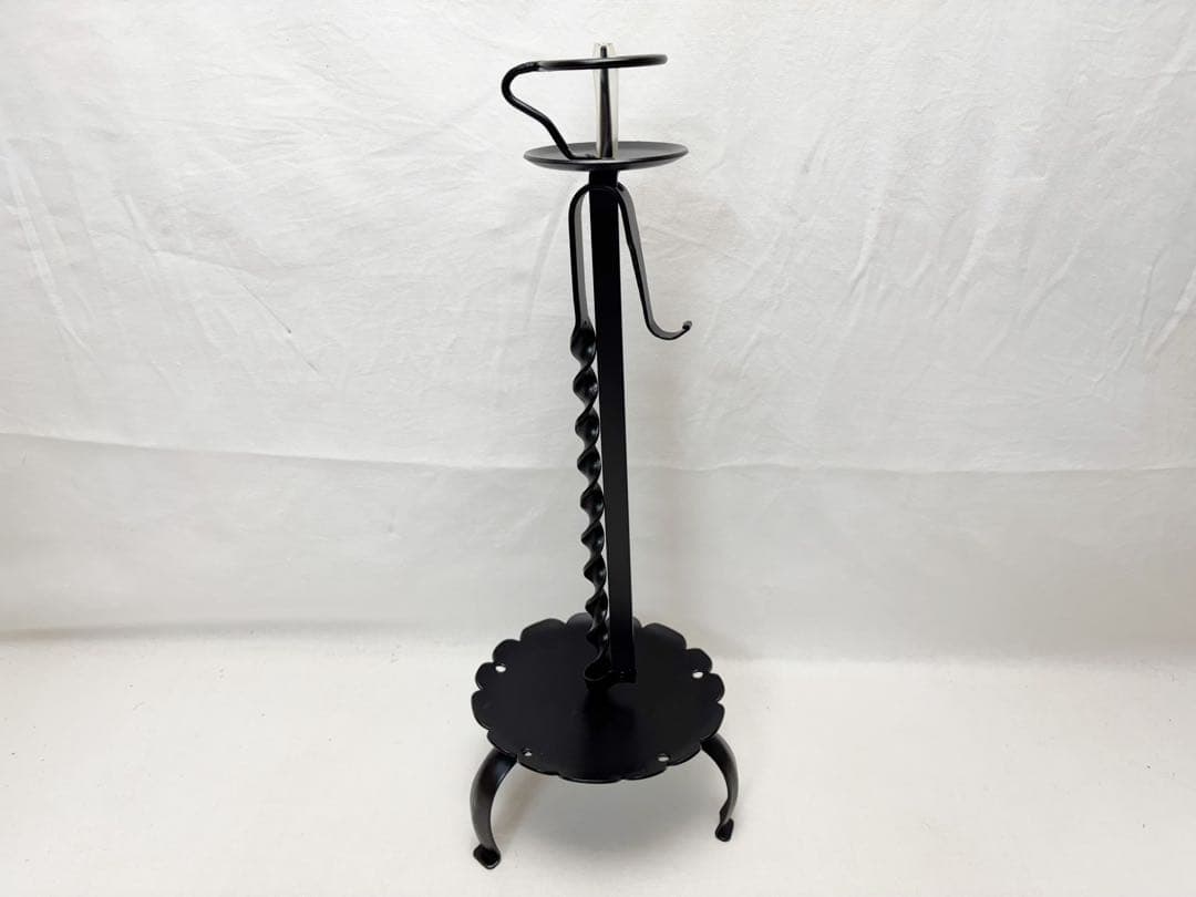 未使用 茶道具 膳燭 夜咄道具 燭台 鉄製 高さ調整機能 ローソク立て 紙箱