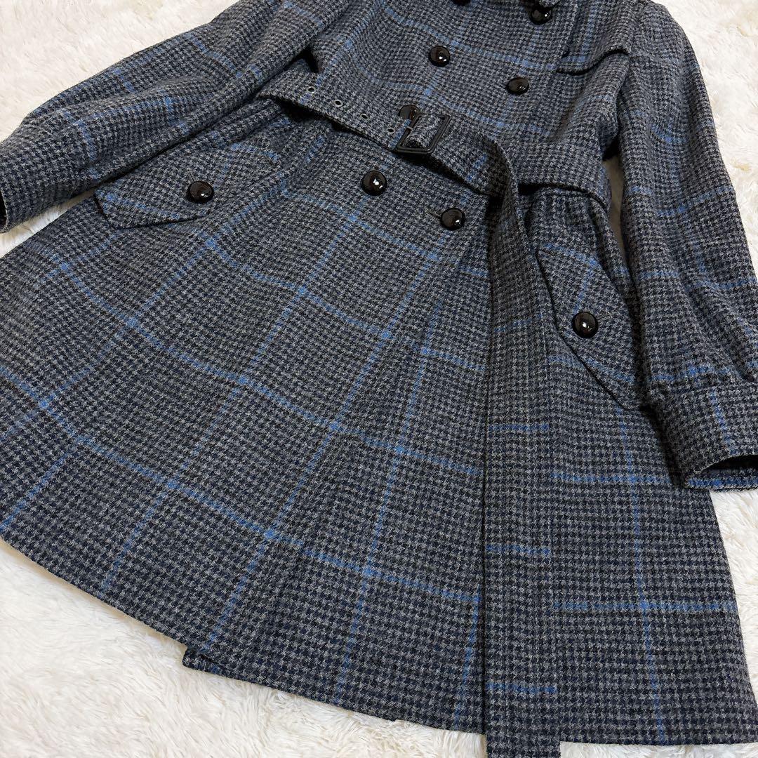 希少☆バーバリーブルーレーベル 千鳥格子 チェック ウール トレンチコート