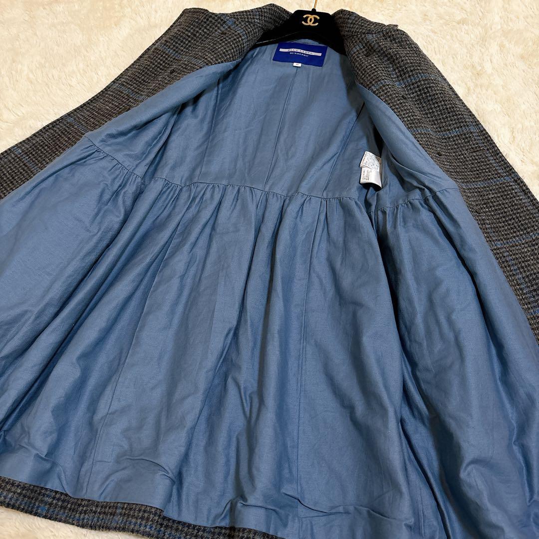 希少☆バーバリーブルーレーベル 千鳥格子 チェック ウール トレンチコート