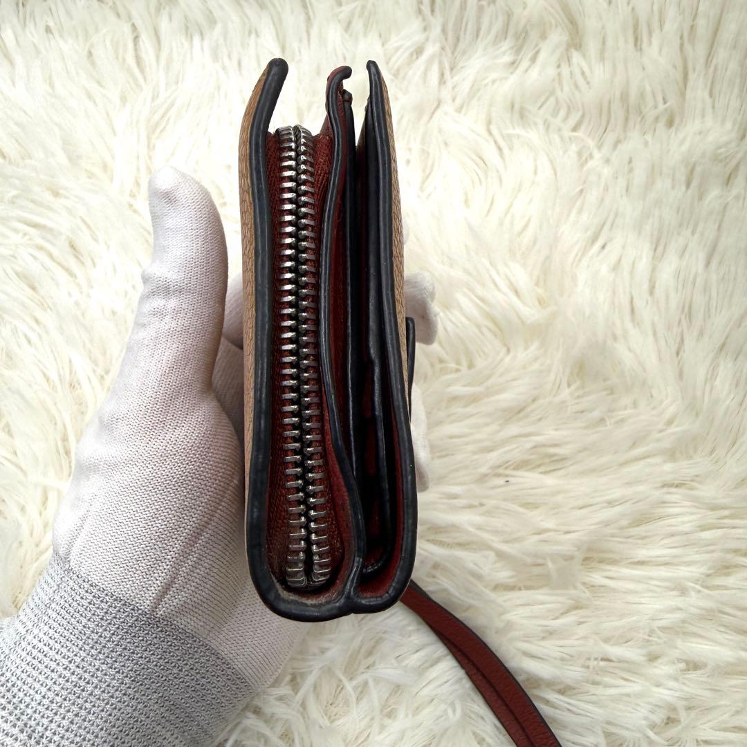 ロエベ　折り財布　コンパクトジップウォレット　ブラウン　アナグラム