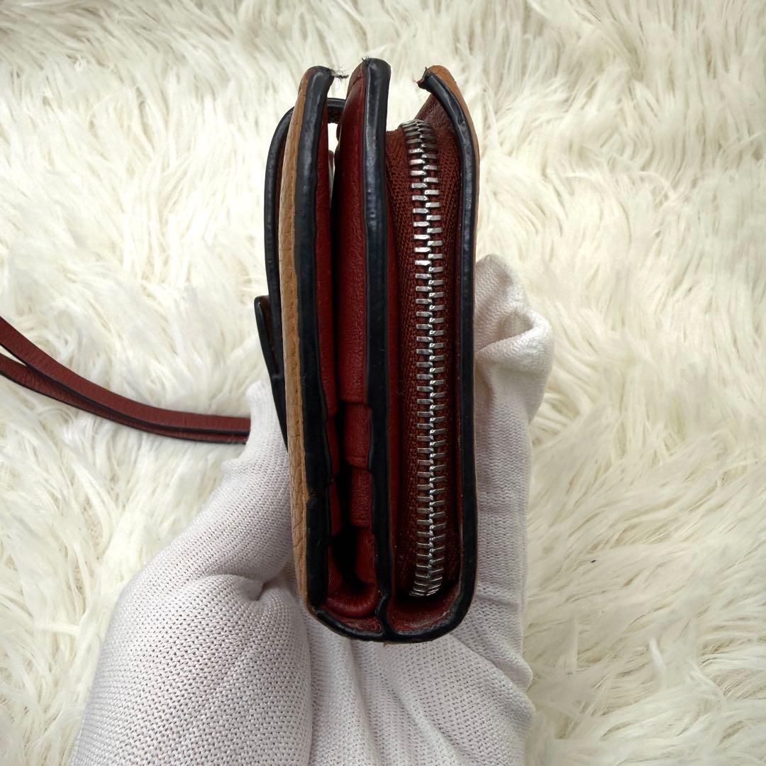 ロエベ　折り財布　コンパクトジップウォレット　ブラウン　アナグラム