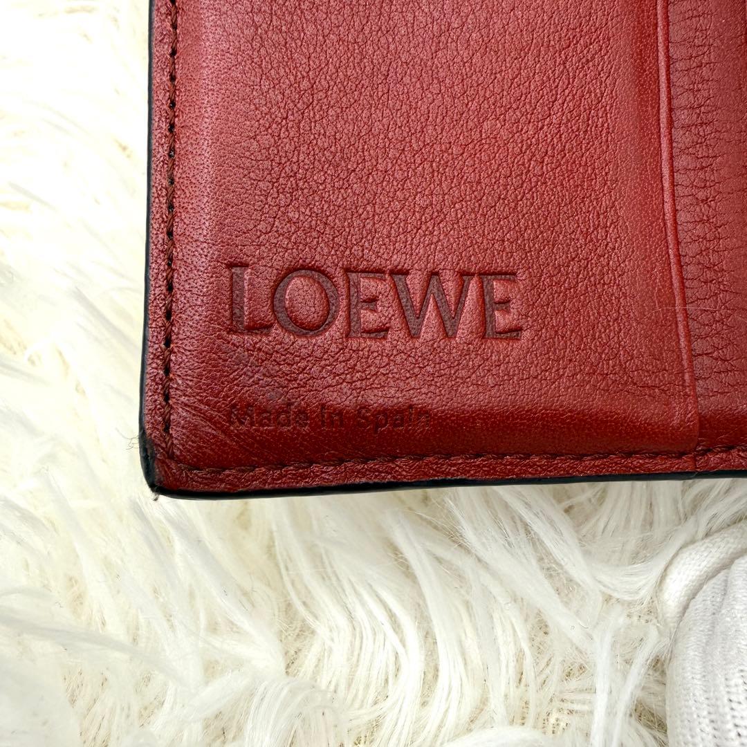 ロエベ　折り財布　コンパクトジップウォレット　ブラウン　アナグラム