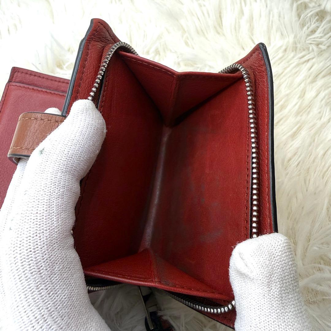 ロエベ　折り財布　コンパクトジップウォレット　ブラウン　アナグラム