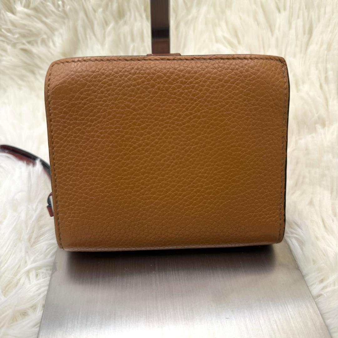 ロエベ　折り財布　コンパクトジップウォレット　ブラウン　アナグラム