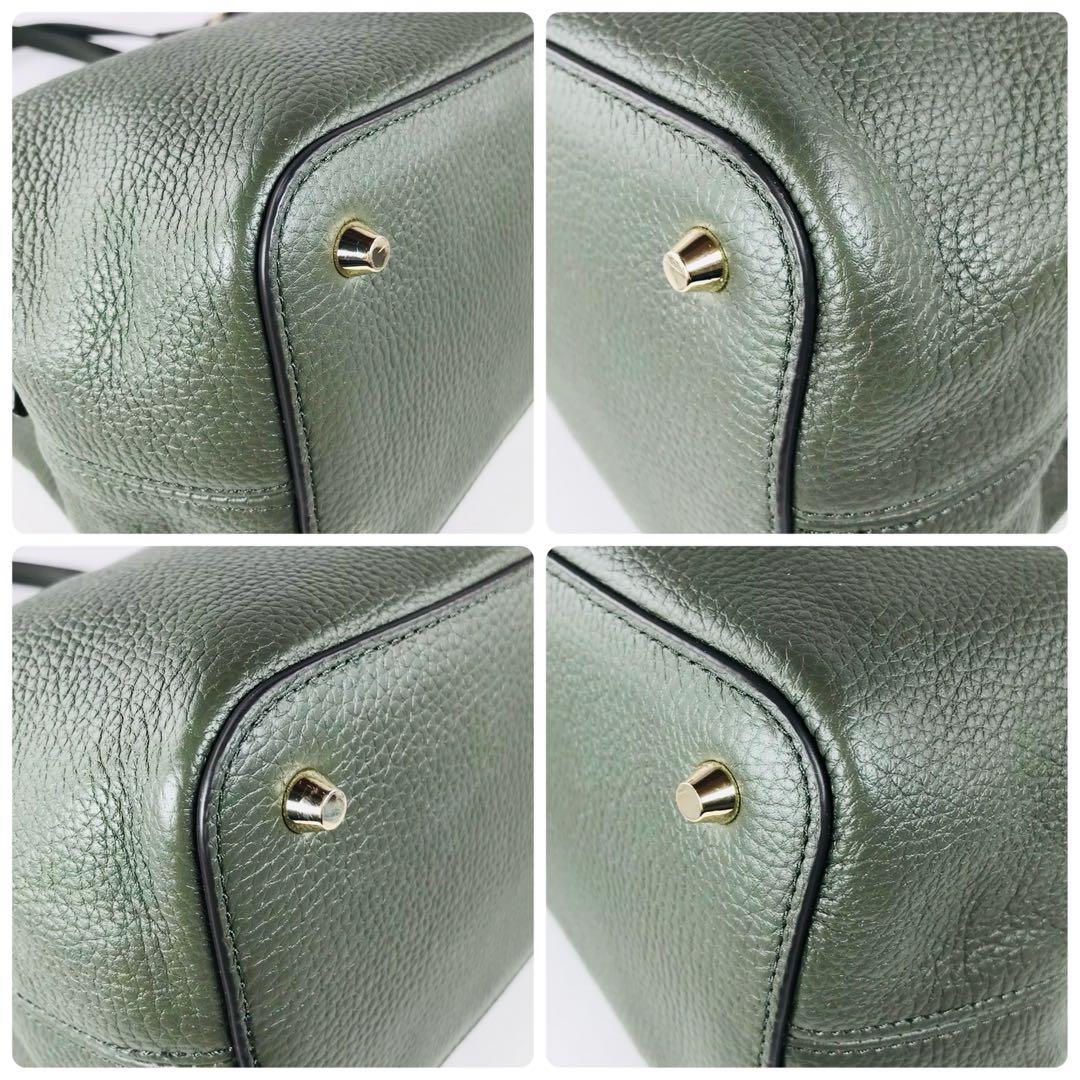 極美品 FURLA フルラ ダフネ 2way ショルダーバッグ レザー カーキ