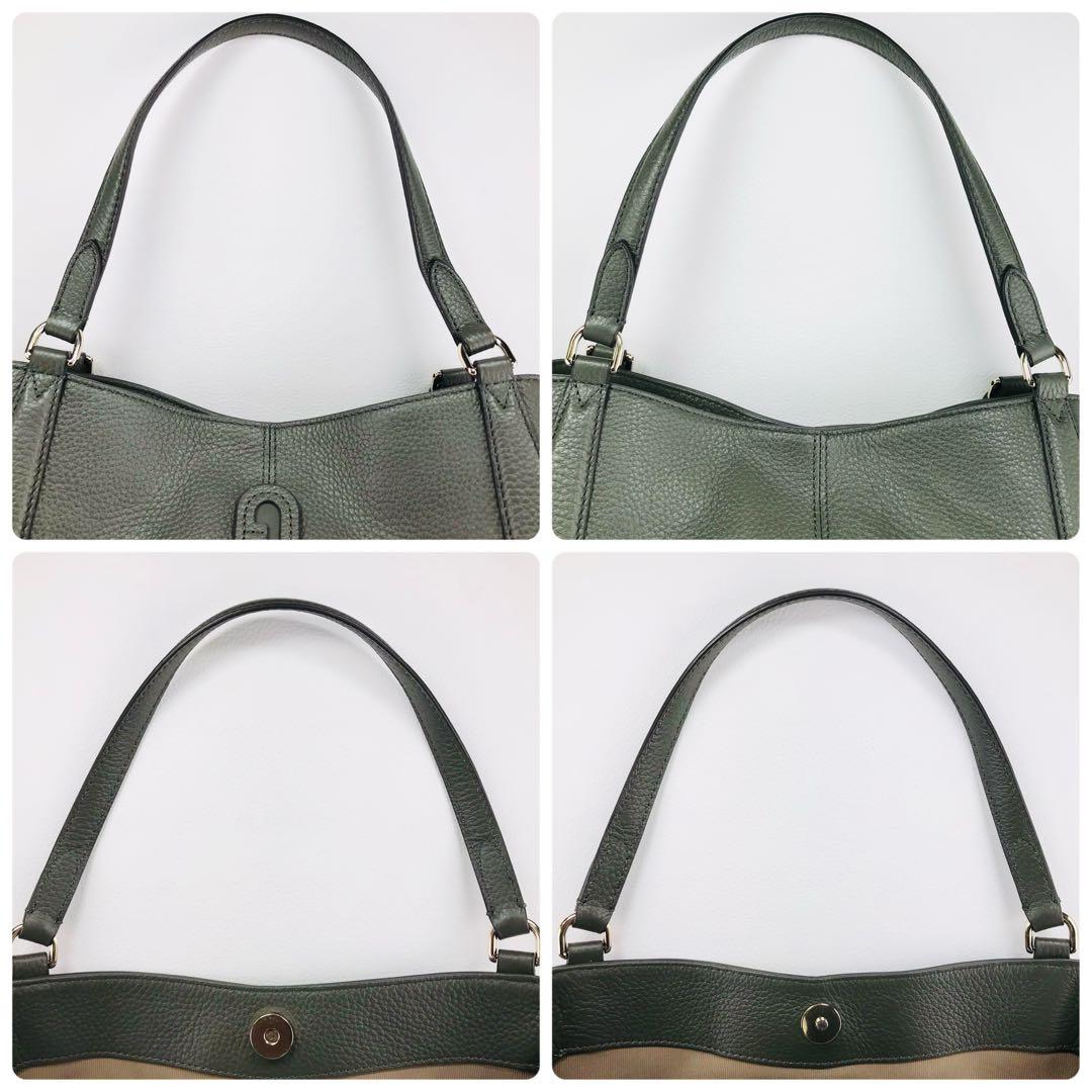 極美品 FURLA フルラ ダフネ 2way ショルダーバッグ レザー カーキ