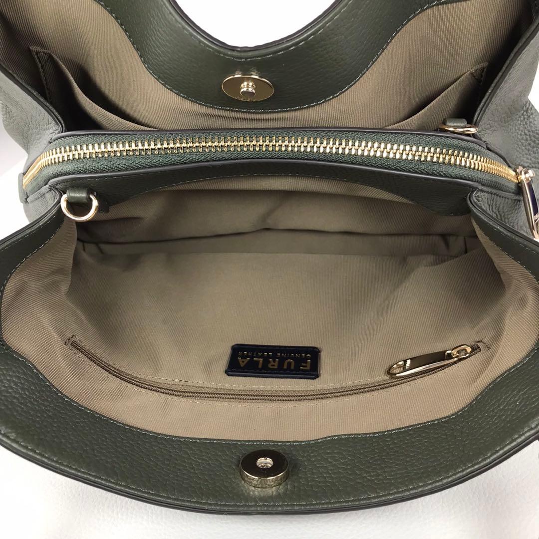 極美品 FURLA フルラ ダフネ 2way ショルダーバッグ レザー カーキ