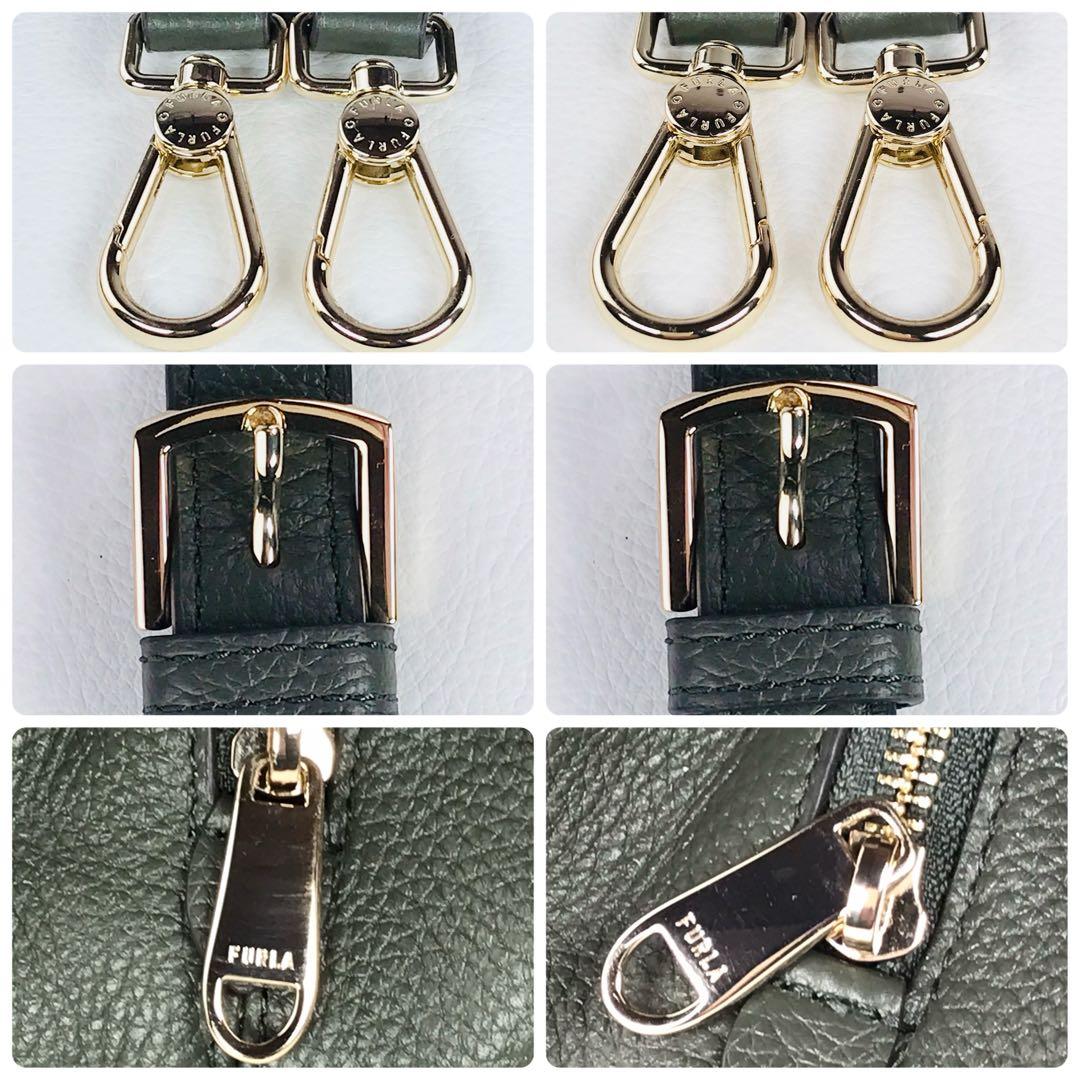 極美品 FURLA フルラ ダフネ 2way ショルダーバッグ レザー カーキ