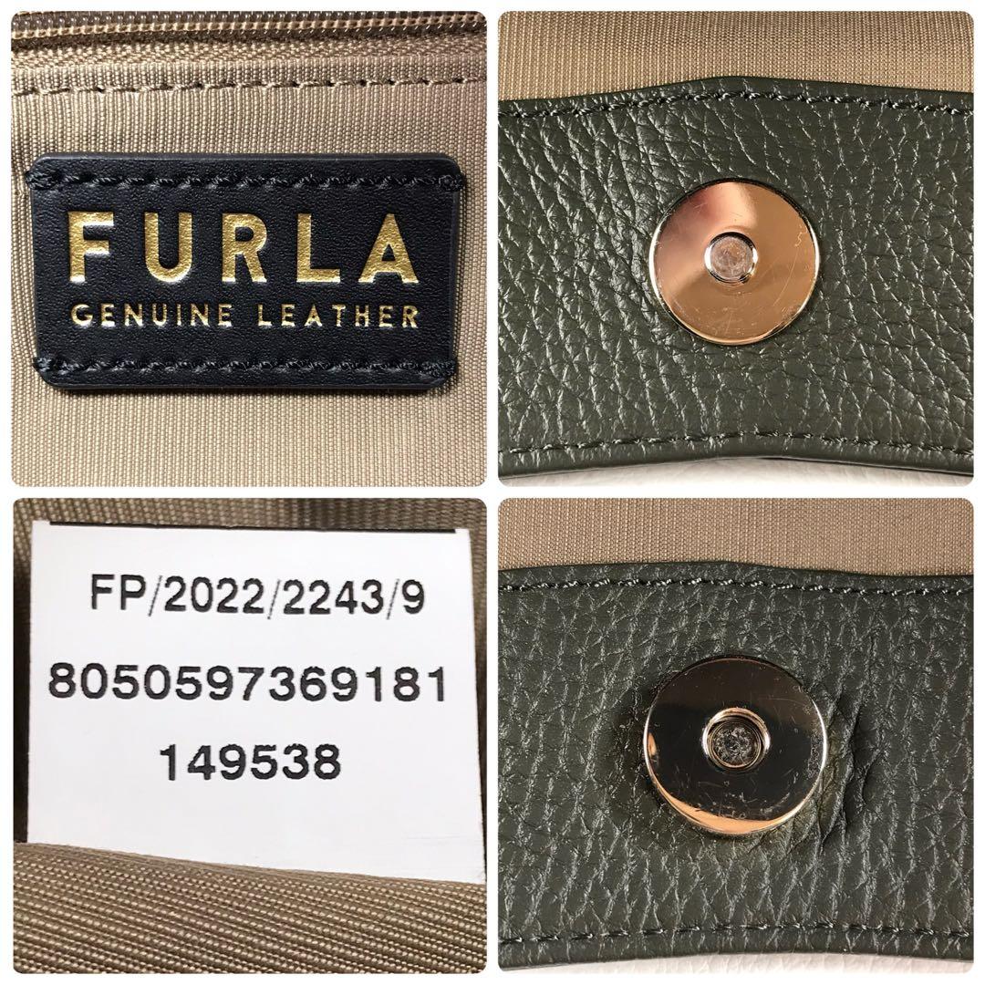 極美品 FURLA フルラ ダフネ 2way ショルダーバッグ レザー カーキ