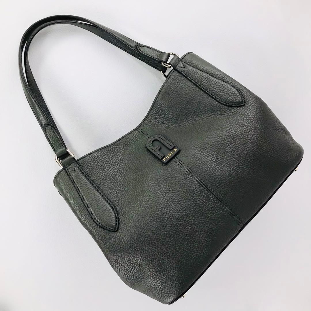 極美品 FURLA フルラ ダフネ 2way ショルダーバッグ レザー カーキ