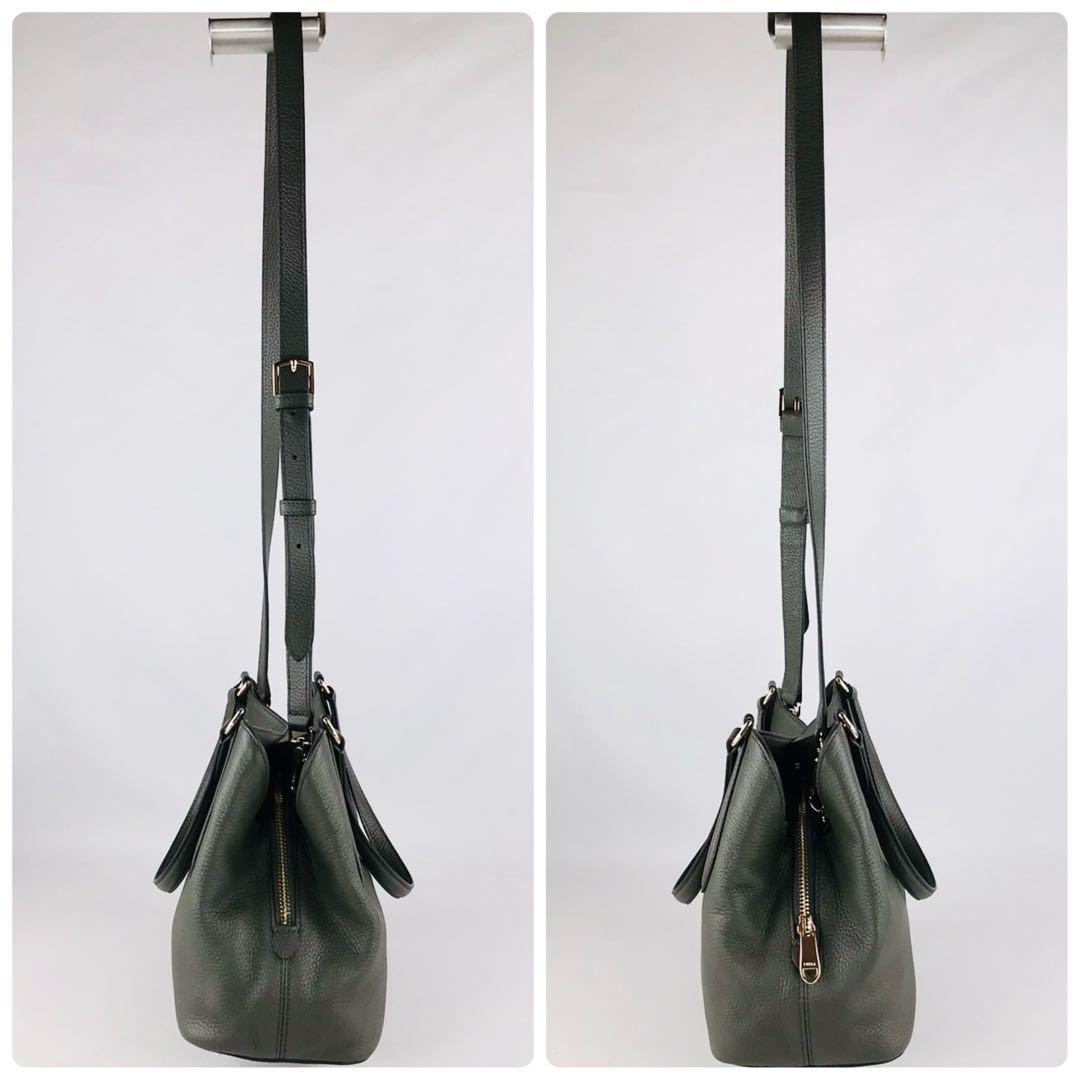 極美品 FURLA フルラ ダフネ 2way ショルダーバッグ レザー カーキ