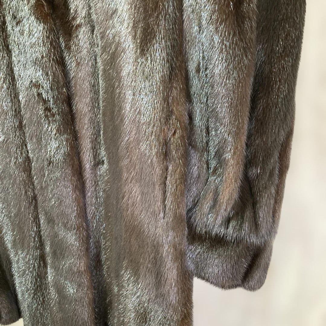 SAGAミンク 毛皮コート　ブラウン　11号Lサイズ　サガミンク　古着　美品良品