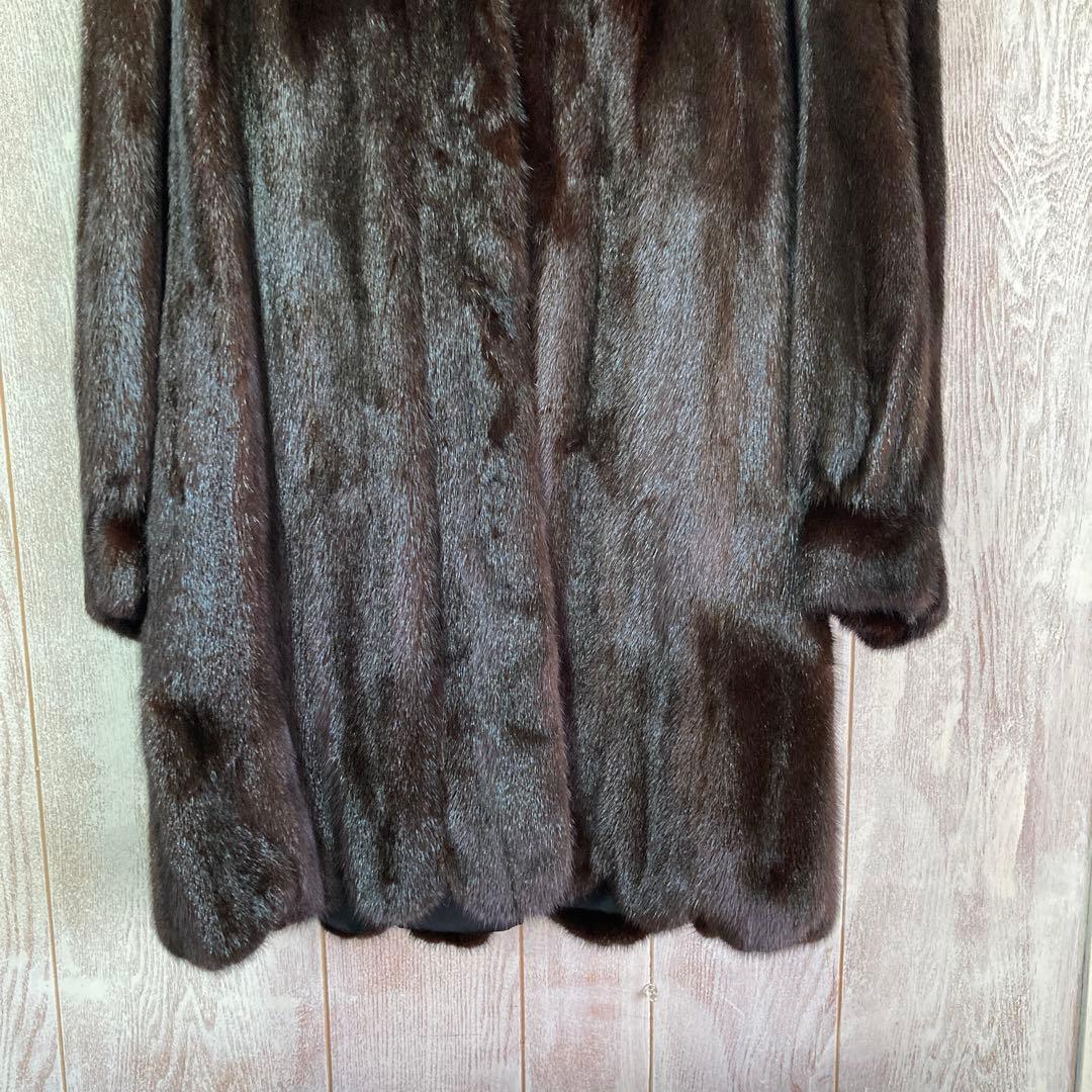 SAGAミンク 毛皮コート　ブラウン　11号Lサイズ　サガミンク　古着　美品良品