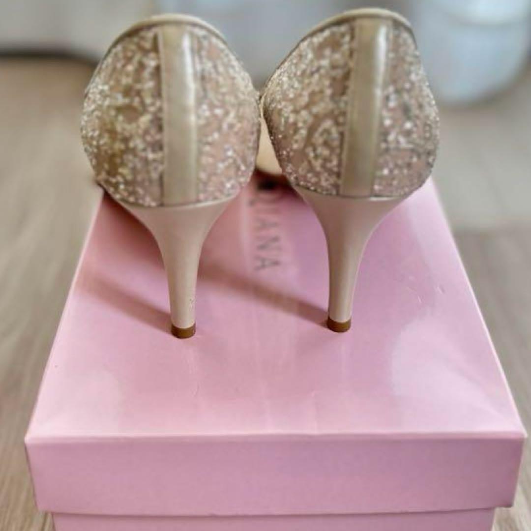 美品ダイアナ　キラキラグリッター　パンプス　結婚式パンプス　グリッターパンプス
