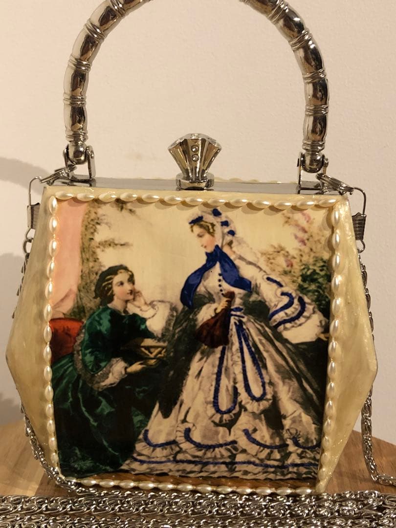 新品 丁寧梱包 ビンテージ パーティーバッグ パール 西洋美術 アンティーク