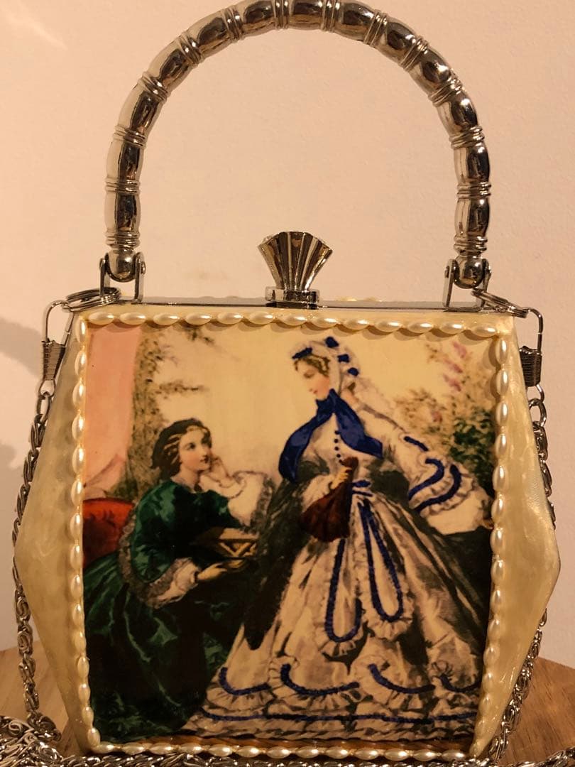 新品 丁寧梱包 ビンテージ パーティーバッグ パール 西洋美術 アンティーク