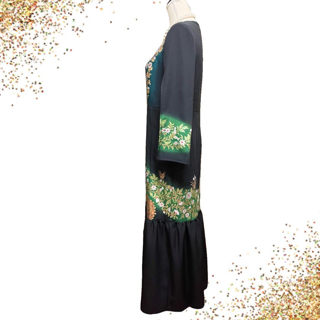 ア*ー様 No.2601 黒留袖 着物リメイクドレス ワンピース 結婚式 パーテ