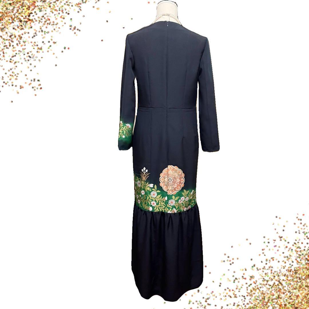 ア*ー様 No.2601 黒留袖 着物リメイクドレス ワンピース 結婚式 パーテ