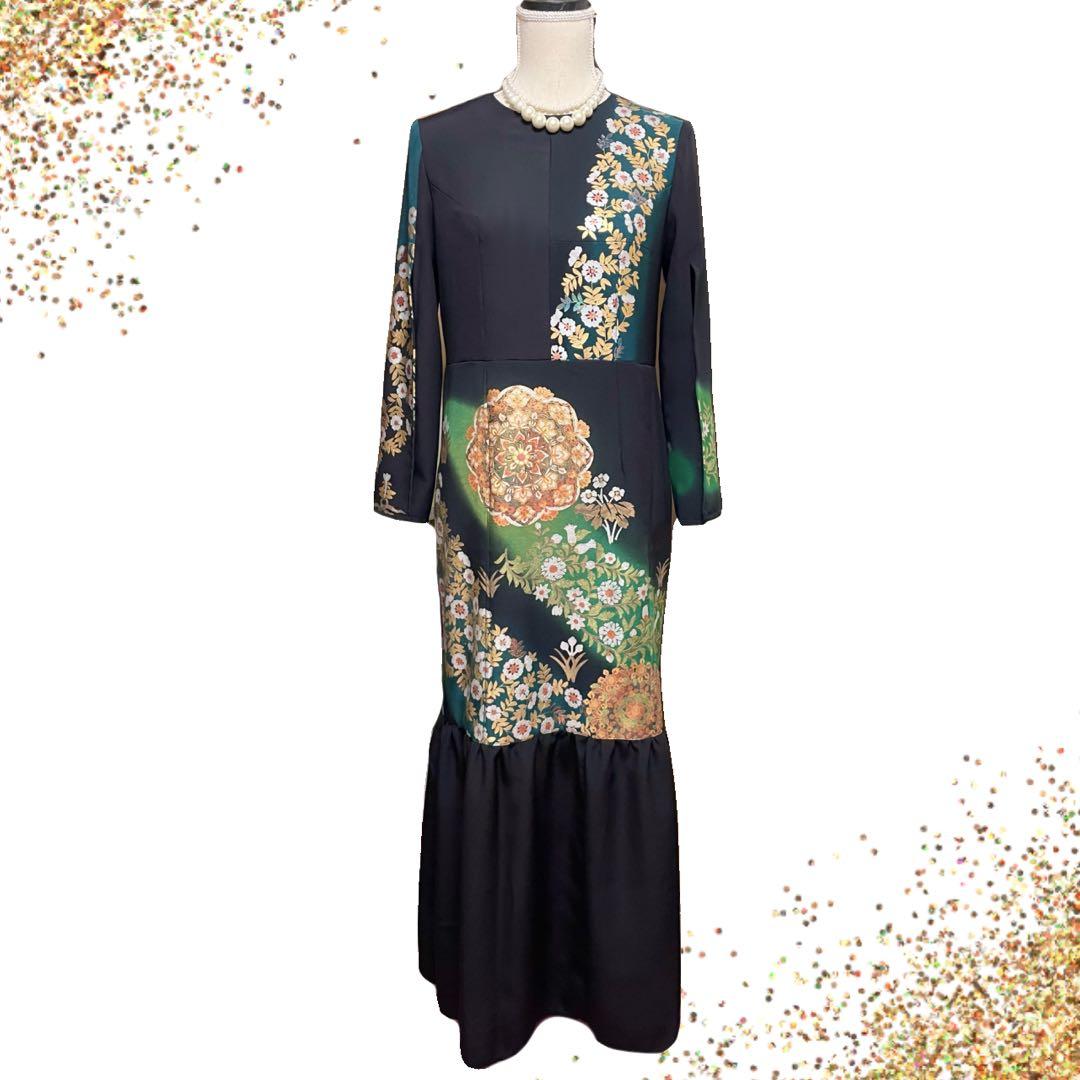 ア*ー様 No.2601 黒留袖 着物リメイクドレス ワンピース 結婚式 パーテ