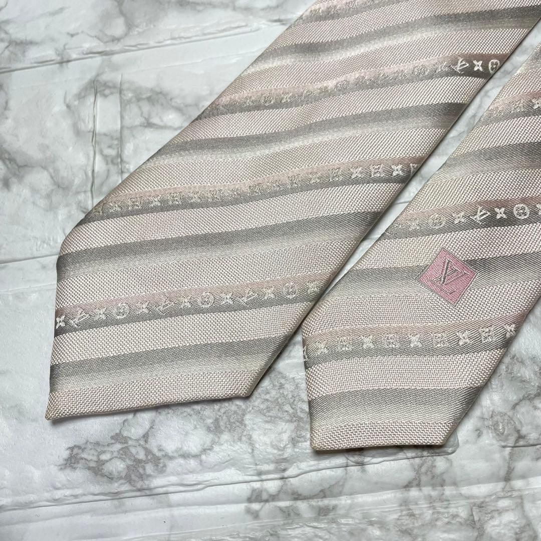 ルイヴィトン　LOUIS VUITTON ネクタイ　ストライプ　モノグラム