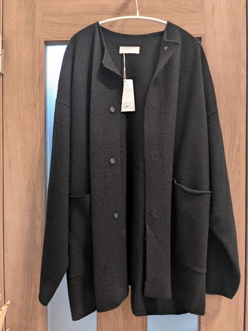 ［新品·未使用］かぐれ ウールノーカラージャケット 黒