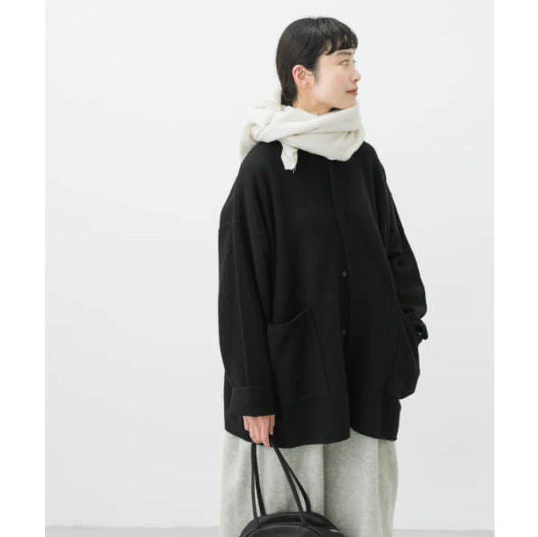 ［新品·未使用］かぐれ ウールノーカラージャケット 黒