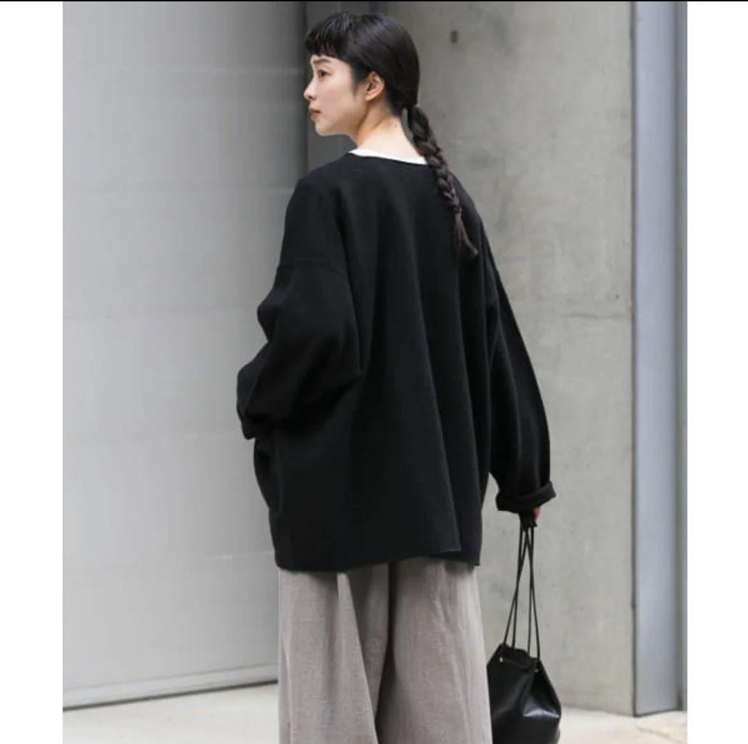 ［新品·未使用］かぐれ ウールノーカラージャケット 黒