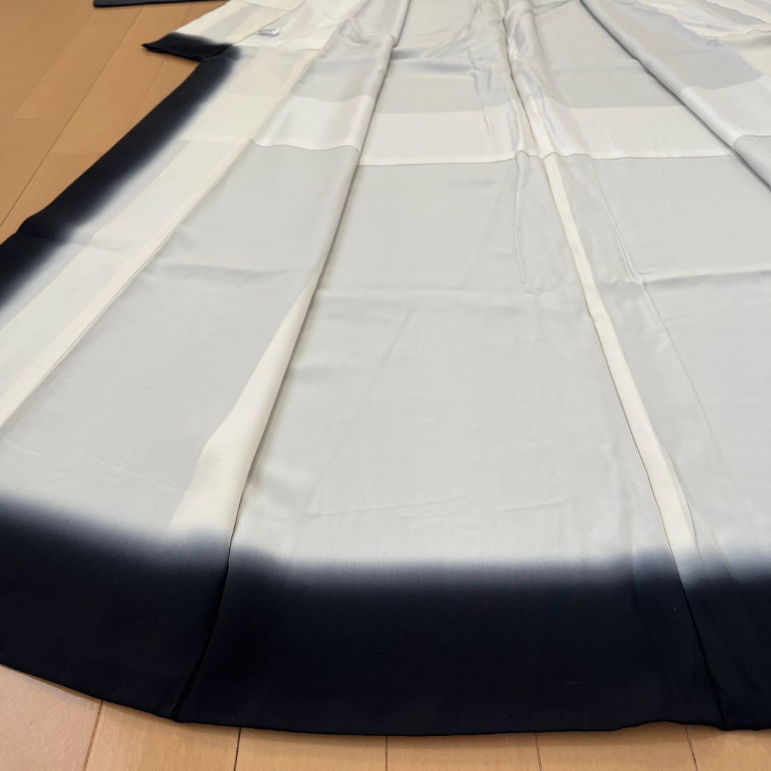 ＊Micha＊小紋 正絹 縦暈し 藍鉄色墨色 ガード加工トールサイズ 美品