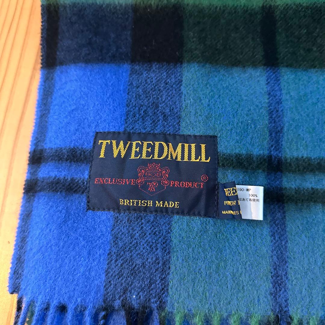 TWEEDMILL ウールマフラー チェック柄　ブルー
