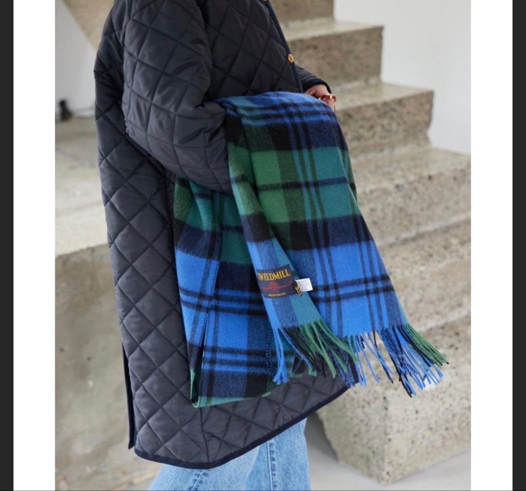 TWEEDMILL ウールマフラー チェック柄　ブルー