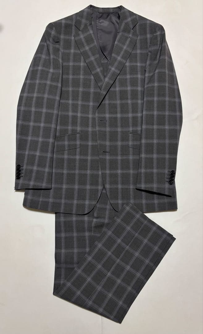 D'or Homme ドームオム　2点セット　チェック　スーツ　グレー　a8
