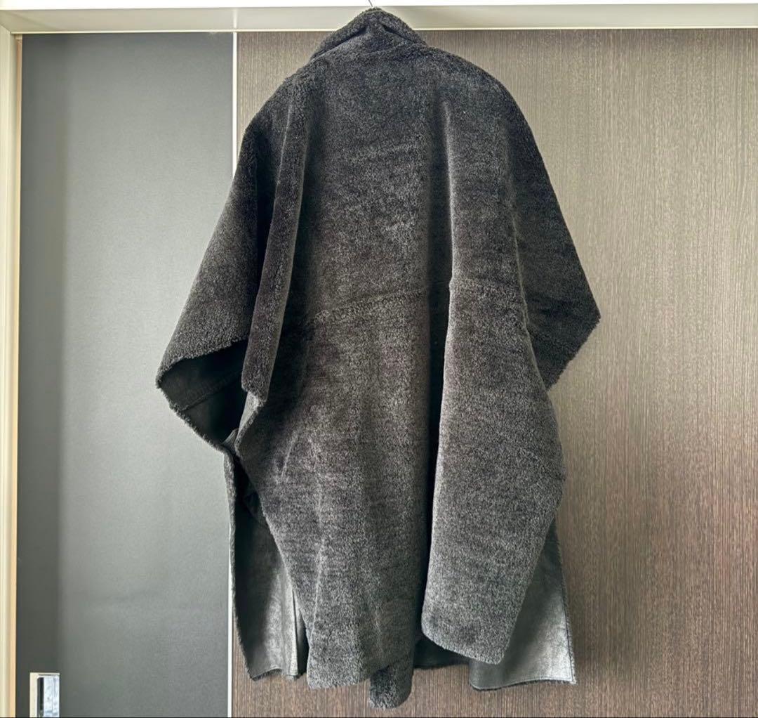 ameri vintage リバーシブルボアポンチョケープコート ブラック