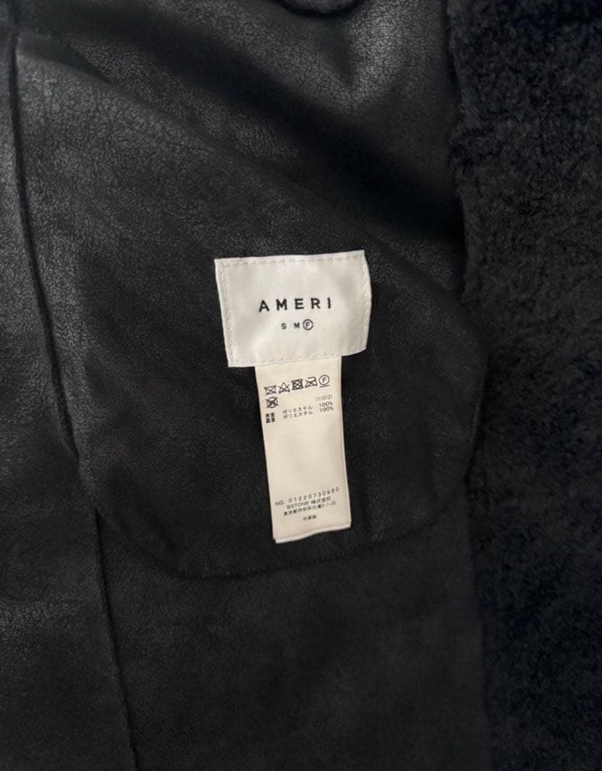 ameri vintage リバーシブルボアポンチョケープコート ブラック