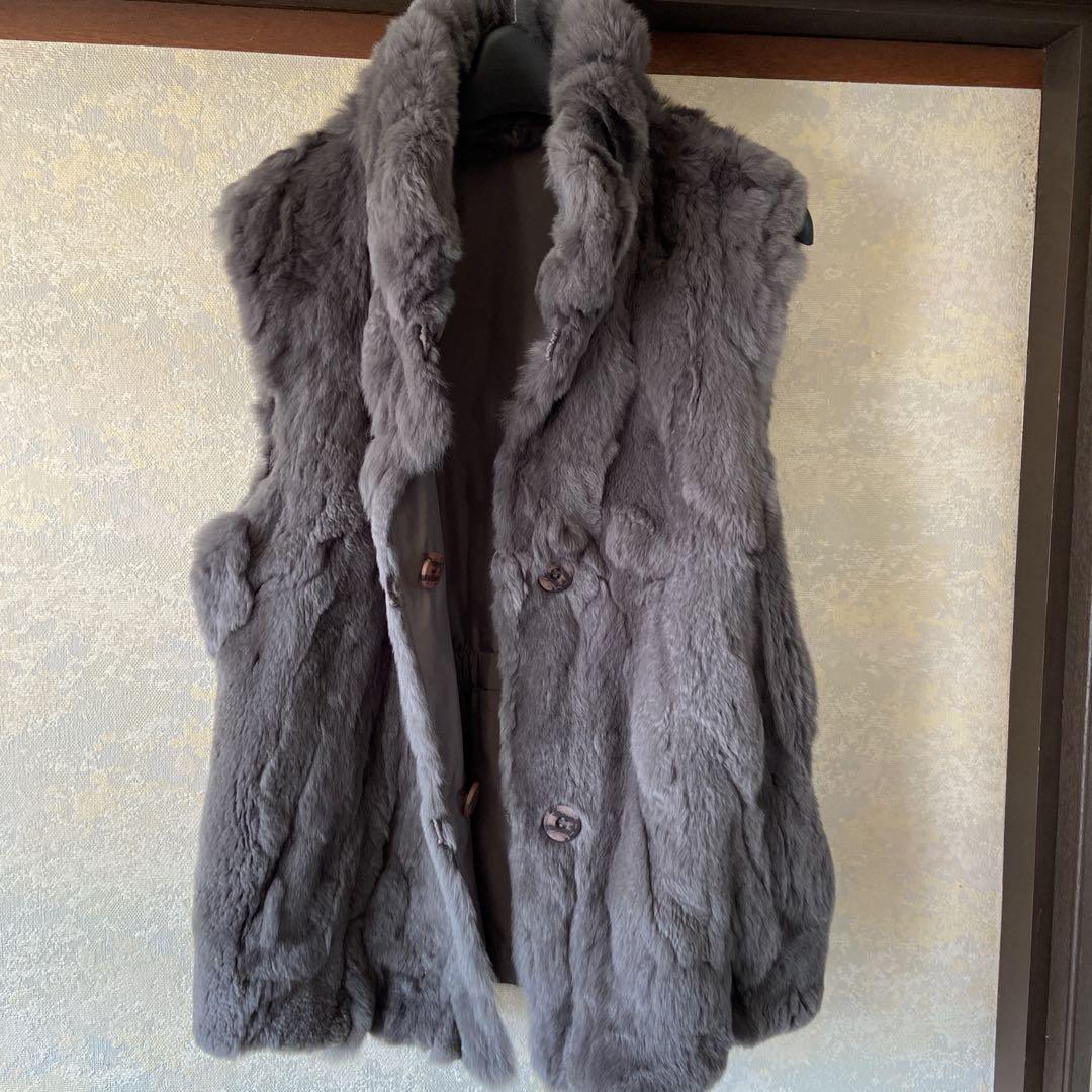 未使用品　レディース　高級レッキス&シルクベスト　グレー　リバーシブル　M