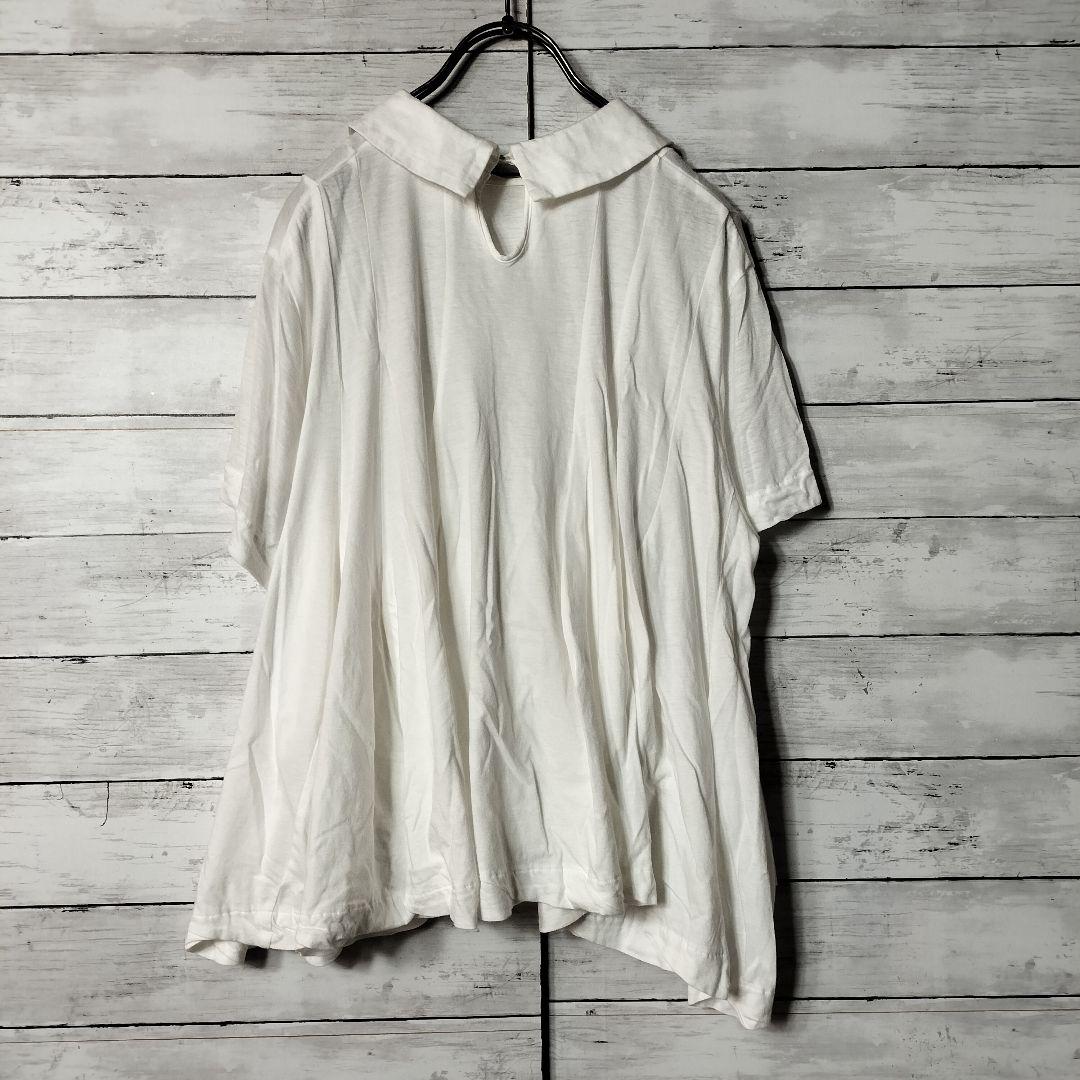 トリココムデギャルソン 半袖Tシャツ カットソー ブラウス 丸襟 白ホワイト