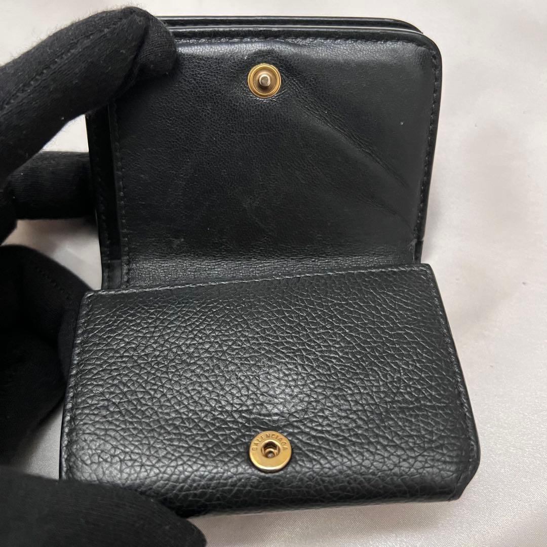 ◇極美品◇バレンシアガ　エブリデイ　コンパクト三つ折り財布　ブラック　レザー